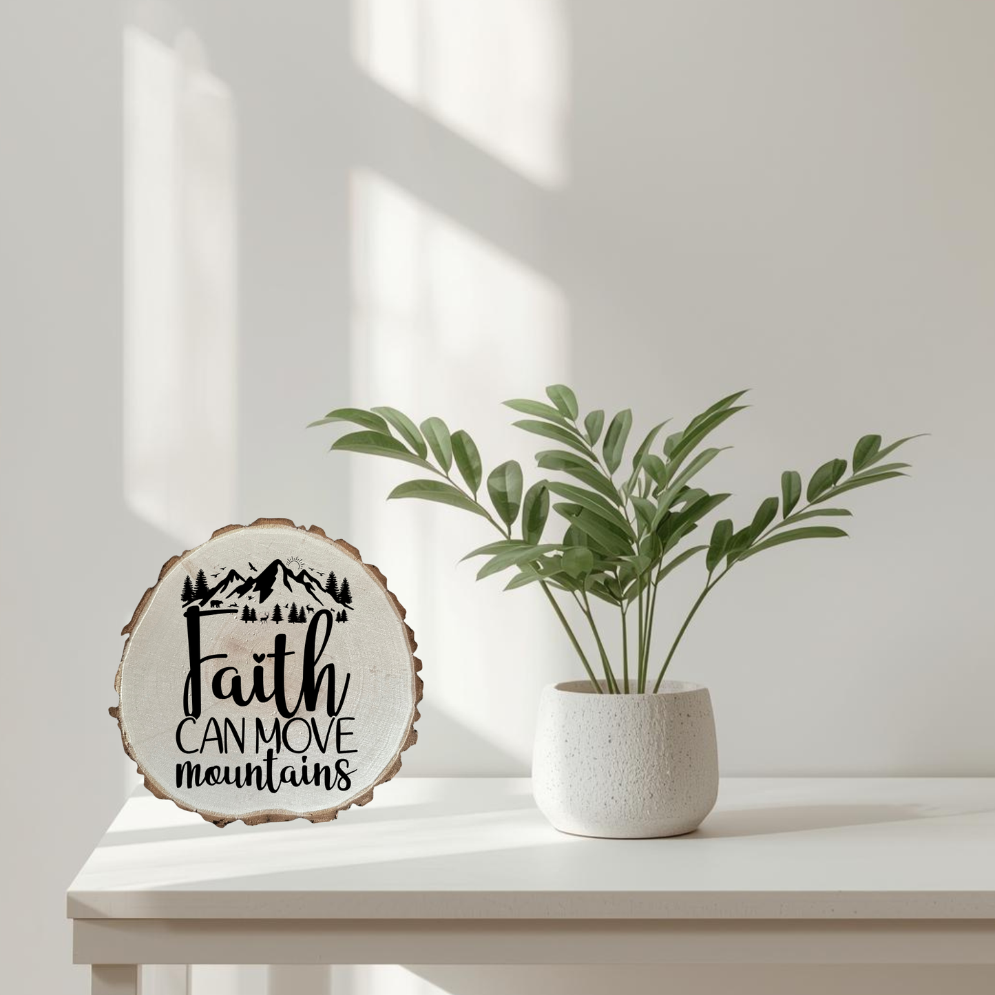 Matthew 17:20 Rustic Wood Round