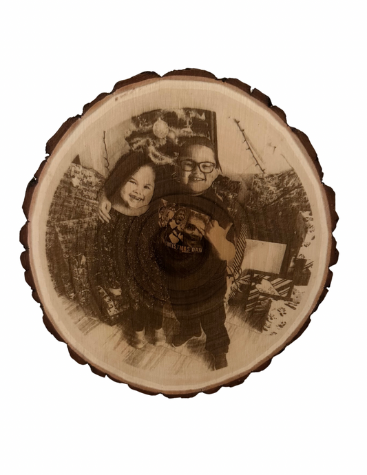 Personalized Round Engraved  Wooden Photo Plaque